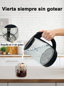 Hervidor eléctrico de vidrio de 2.0L, hervidor de agua caliente de 1000W, calentador de agua eléctrico inalámbrico con luz LED, apagado automático y protección contra ebullición en seco - Negro - Ver 9