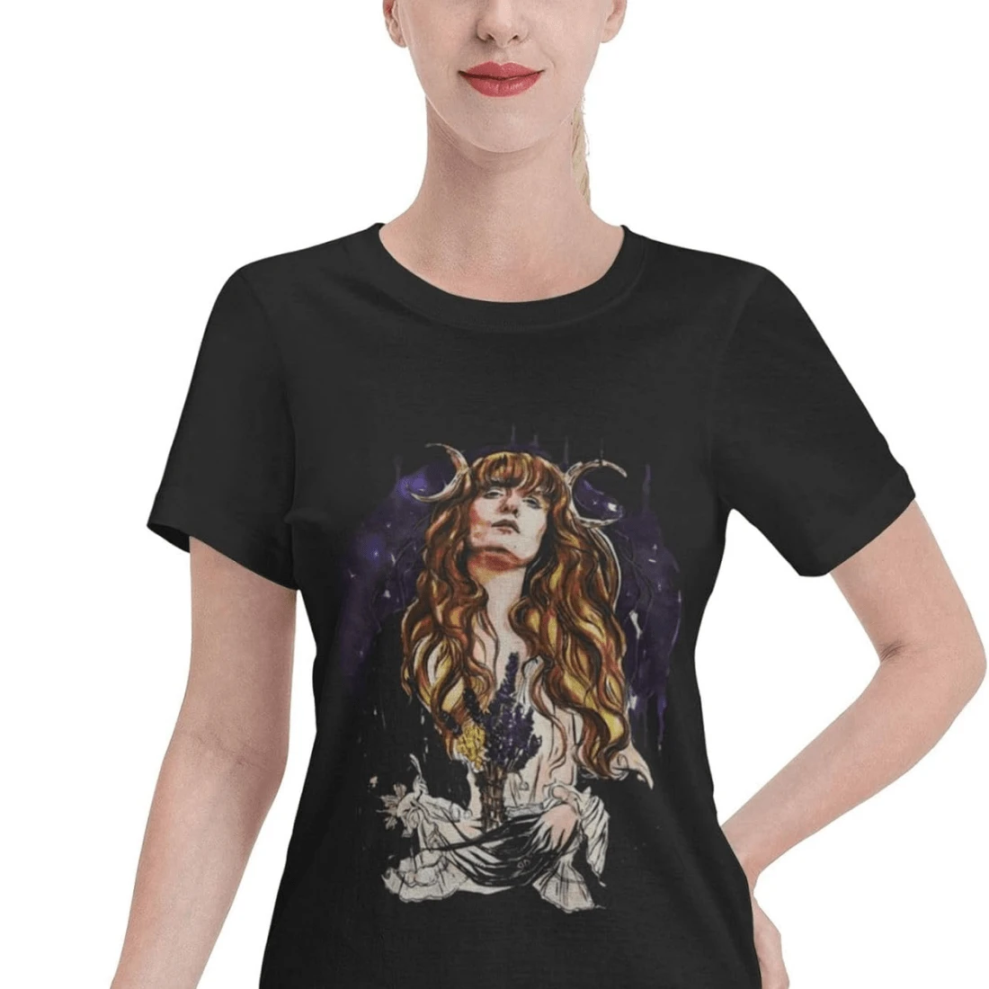 Florence Rock And The Music Machine Band T-Shirt Women's Tee Summer O Neck Short Sleeve Tshirt - Black - View 1