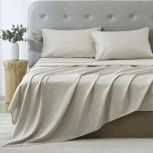 3/4 Piece Home Bed Sheet Set, Soft, Comfortable And Breathable Bedding Set, Hotel Luxury Home Summer Bedding Sheets Twin, 1 Or 2 Pillowcases, 1 Flat Sheet And 1 Fitted Sheet,Room Decor,  Ideal Gift. - Màu Khaki - Xem 8