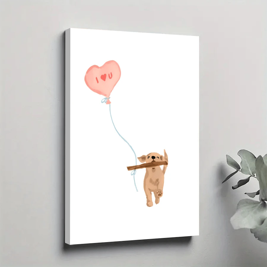 1Pc Valentine's Day Wall Art Prints, Cute Valentine Dog Art Poster Valentines Wall Decor For Wedding Home Living Room Bedroom, Gift For Men Women Couples Lovers - 彩色 - 查看 1