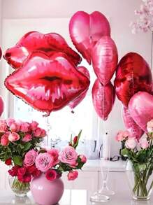 5 个巨型嘴唇和吻印铝箔气球，红色唇膏铝箔气球适用于化妆和单身派对、婚礼、生日、新娘送礼会、周年庆典 - 彩色 - 查看 10