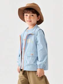 mini bala Áo vest trẻ em, áo khoác mùa xuân mềm mại và ấm áp - xám xanh - Xem 3