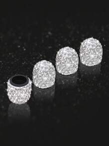 4pcs/Set Fashionable Car & Motorcycle Tire Valve Stem Caps, Rhinestone Shiny Wheel Hub Decorations, Car Tire Valve Caps, Motorcycle Tire Caps - one-size - View 10