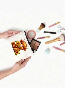 白色优雅高地牛主题化妆包卡通牛图案手提包及配套化妆包/零钱包，牛与向日葵图案，-轻盈无味的涤纶旅行洗漱包，高低牛配紫色花朵，适合自然爱好者和女性 - 彩色 - 查看 11