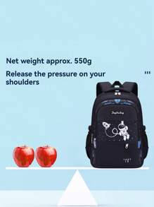 New Astronaut Backpack For Elementary School Students Grade 1-6, 6-12 Years Old, Lightweight Dual Shoulder Backpack, Cute Space Themed Backpack With Large Capacity For Boys And Girls - Black - View 7