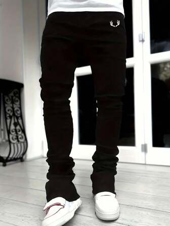 Tween Boy Casual Elastic Waist Denim Pants, Minimalist Fashion Suitable For Summer