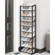 Luxury Stainless Steel Vertical Shoe Rack With 10 Tiers 50x16x140 Cm - Black - View 2