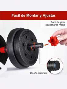 Lawuto Dumbbell Set, Straight Bar Exercise Kit Adjustable 15kg Black Color - Black - View 6