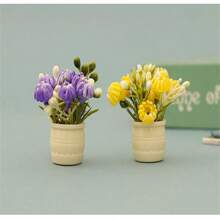 5 件/3 件/2 件/1 件微型娃娃屋假菊花植物，人造花装饰，工艺 DIY 配件，娃娃屋客厅卧室花卉装饰，微场景摄影道具