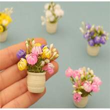 5 件/3 件/2 件/1 件微型娃娃屋假菊花植物，人造花装饰，工艺 DIY 配件，娃娃屋客厅卧室花卉装饰，微场景摄影道具