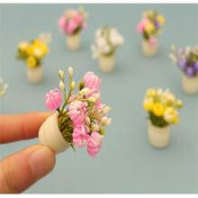 5 件/3 件/2 件/1 件微型娃娃屋假菊花植物，人造花装饰，工艺 DIY 配件，娃娃屋客厅卧室花卉装饰，微场景摄影道具