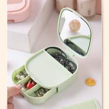 1pc Minimalist & Fashionable Makeup Mirror Storage Box, Folding Vanity Dressing Table Mirror Suitable For Dorm, Home Use, Portable Design For Daily Use Valentine's Day - Multicolor - View 3