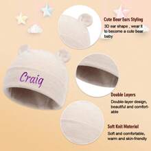 2 szt. Niestandardowa czapka małego misia, spersonalizowana niestandardowa haftowana czapka szpitalna dla noworodków, rękawiczki z niedźwiedziem dla chłopców i dziewcząt, spersonalizowane prezenty dla dziewczynek/mężczyzn, prezenty dla dzieci, słodkie dziecko na urodziny, na dzień dziecka