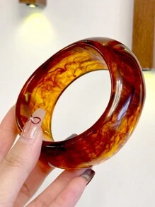 1 件女士复古琥珀色不对称时尚手链，性感大方，适合周年纪念礼物，秋冬季