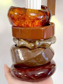 1 件女士复古琥珀色不对称时尚手链，性感大方，适合周年纪念礼物，秋冬季