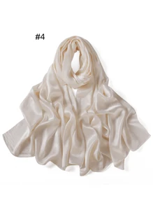 1 Piece Crepe Silk Satin Solid Color Scarves Luxury Bandana Headband Headscarf Shawl Chic Woman Turban Hijabs Rectangular Scarf For Women Veiled Clothes