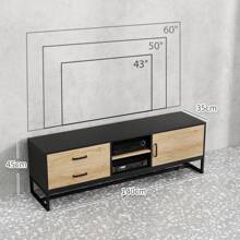 HOMCOM HOMCOM Meuble TV meuble télé bois banc TV pour téléviseur jusqu'à 60 pouces avec placard, compartiments ouverts, 2 tiroirs, étagère réglable et passe-câbles pour salon chambre à coucher, bois naturel