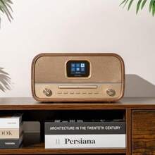 Roxel Amber All-In-One Compact Retro HiFi System With CD Player DAB/DAB+ BT Audio Streaming 40W  USB Playback And Charging FM Radio With  Color Display Clock And Alarm Remote Controller - Walnut1 - View 8