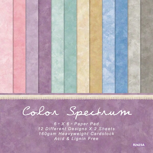 24 Folhas Bloco de Papel Espectro de Cores 6"X6" Pacote de Papel Scrapbook Papel Artesanal Feito à Mão Bloco de Papel de Bottom para Artesanato Cartão 1 Pacote, Artigos Escolares, Volta às Aulas