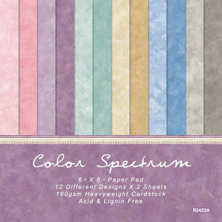 24 hojas de 6" x 6" Paquete de papel para scrapbooking con espectro de colores, manualidades, fondo para tarjetas, útiles escolares, de vuelta a la escuela - Multicolor - Ver 1