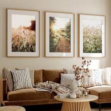 Set de 3 piezas, Fotografía de flores silvestres Paisaje natural Viaje Artes de pared, Arte de bosque nórdico verde, Impresiones de arte botánico, Carteles de lienzo de estilo rústico, Decoración de pared rústica, Decoración de primavera, Arte para sala de estar, dormitorio, oficina, cafetería, bar, pasillo, dormitorio, decoración del hogar y la habitación, sin marco - Verde Oliva - Ver 2