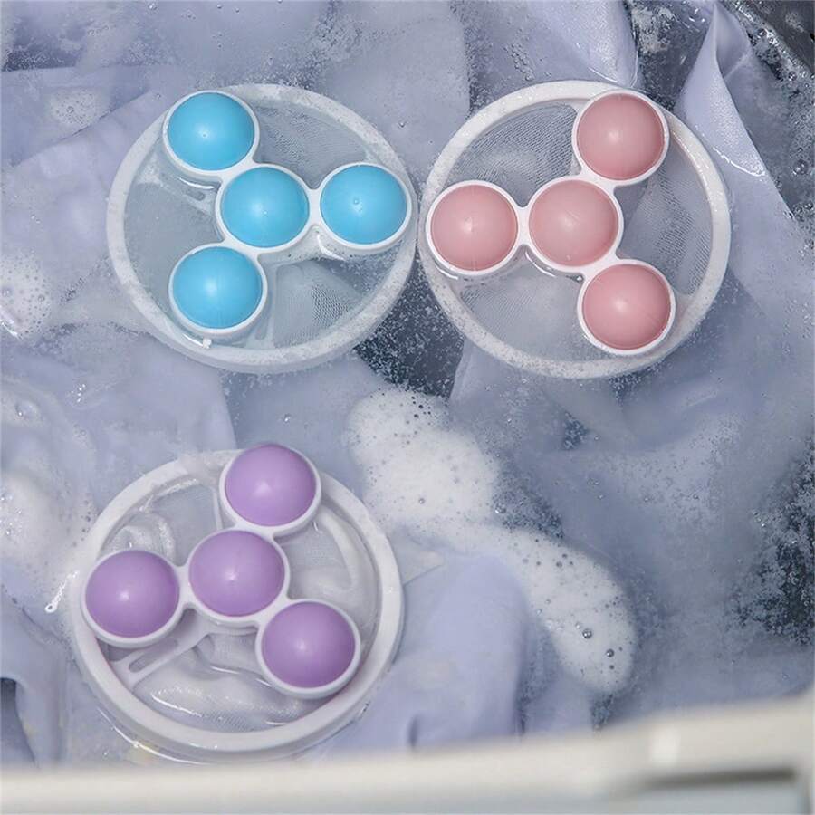 3/5 件装全新洗衣机过滤网袋，绒毛收集器，漂浮碎片清除器，清洁洗衣球，洗衣机清洁网袋 - 彩色 - 查看 1