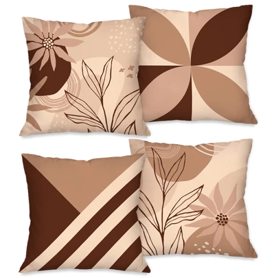 Kit com 4 Capas para Almofadas Decorativas Flora Terra