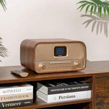 Roxel Amber All-In-One Compact Retro HiFi System With CD Player DAB/DAB+ BT Audio Streaming 40W  USB Playback And Charging FM Radio With  Color Display Clock And Alarm Remote Controller - Walnut1 - View 7