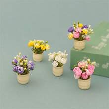 5 件/3 件/2 件/1 件微型娃娃屋假菊花植物，人造花装饰，工艺 DIY 配件，娃娃屋客厅卧室花卉装饰，微场景摄影道具