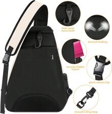 YTONET Bolsa de tenis, mochila bandolera de tenis, bolso cruzado impermeable para hombres y mujeres, adecuado para raquetas de tenis, bádminton, pickleball, regalos de tenis, bolsas de tenis para hombres, bolsa para raquetas de tenis, bolsas de tenis para mujeres, mochila de tenis para mujeres - Beis - Ver 4