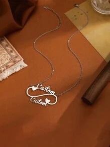 Elegant Custom Double Name Heart Pendant Necklace - Personalized Stainless Steel Chain Suitable For Casual Wear - Perfect Gift For Couples And Friends