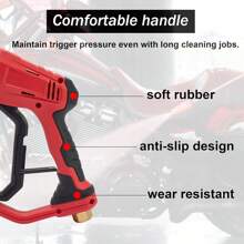 High Pressure 4000PSI Car Power Washer Gun Spray Wand Lance Nozzle And Hose Kit - Red - View 9