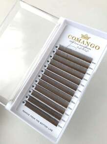 CoMango 12排C/D棕色5D花型假睫毛，蓬松浓密，纤长轻盈，预先扇形排列的睫毛簇，单根假睫毛，假睫毛，仿睫毛 - 棕色 - 查看 6