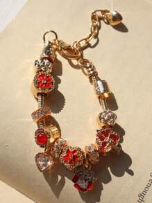 1 pieza Pulsera con dije de flor de cerezo vintage, regalo de color rojo para el Día de San Valentín, regalo de amistad