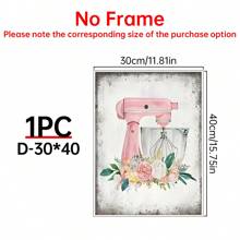 1/4 件厨师和厨师礼物 - 复古乡村花卉厨房标志 - 厨房餐厅帆布墙面艺术装饰 - 粉色厨房海报印刷 - 厨房餐厅勺子搅拌手套图片 - 节日餐厅装饰礼物生日毕业厨房装饰 - 彩色 - 查看 14