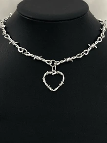 1 PC Small Wire Brambles Iron Heart Choker Necklace Women Hip-Hop Gothic Punk Style Barbed Wire Little Thorns Chain Choker Gifts