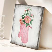 1/4 件厨师和厨师礼物 - 复古乡村花卉厨房标志 - 厨房餐厅帆布墙面艺术装饰 - 粉色厨房海报印刷 - 厨房餐厅勺子搅拌手套图片 - 节日餐厅装饰礼物生日毕业厨房装饰 - 彩色 - 查看 10