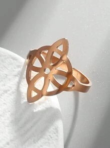 1 Pc Stainless Steel Witch Knot Ring Hollow Celtic Knot Adjustable Open Ring Elegant Fashion Irish Witchcraft Amulet Jewelry