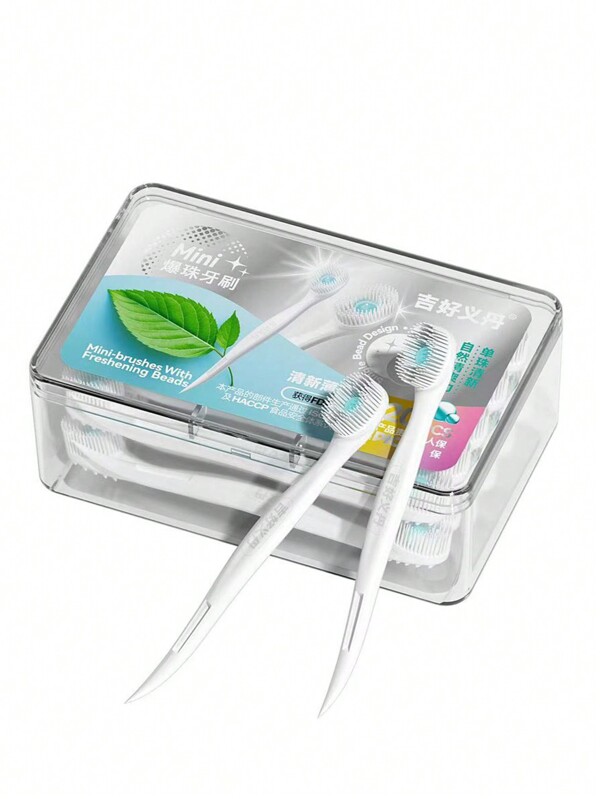 Cepillo de dientes portátil desechable con cabezal de microfibra, adecuado para adultos, multiusos, ideal para viajes, para un aliento fresco, cuidado dental multifuncional, en caja (20 piezas), decoración del hogar y del baño, decoración de otoño, de vuelta a la escuela