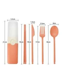 5 Peças Conjunto de Talheres Personalizados com Nome, Conjunto de Presentes Reutilizáveis para Viagem, Conjunto Escolar, Conjunto para Acampamento, Presente de Volta às Aulas, Conjunto de Utensílios Portáteis com Estojo, Talheres para Almoço, Acampamento, Escola, Piquenique, Trabalho, Viagem - Inclui Garfo, Colher, Faca e Pauzinhos