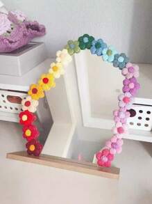 5 pièces de fleurs en crochet bouffantes finies à la main, matériel de transformation de miroir, fleurs décoratives pour miroir pied-de-biche, décoration de cadre de miroir au sol créative faite à la main, purement tricotées à la main, convient pour les vêtements, les parapluies, les rideaux, les patchs de tuyaux de climatiseur et l'embellissement
