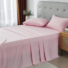 3/4 Piece Home Bed Sheet Set, Soft, Comfortable And Breathable Bedding Set, Hotel Luxury Home Summer Bedding Sheets Twin, 1 Or 2 Pillowcases, 1 Flat Sheet And 1 Fitted Sheet,Room Decor,  Ideal Gift. - 粉色 - 查看 6