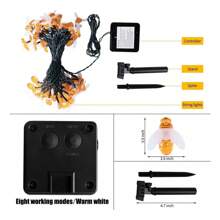 Solar String Lights Bee Shape 5m 50 Lights/6m 60 LED Solar Lights These Solar Lights Can Work Continuously For More Than 8 Hours At Night When Fully Charged During The Day - Yellow - View 9