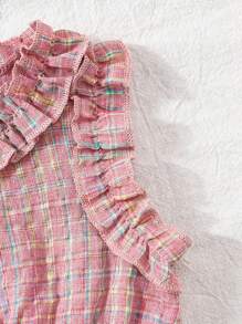 2pcs Baby Girl Cute Ruffle Trim Sleeveless Top And Shorts Set, Spring/Summer - Pink - View 4