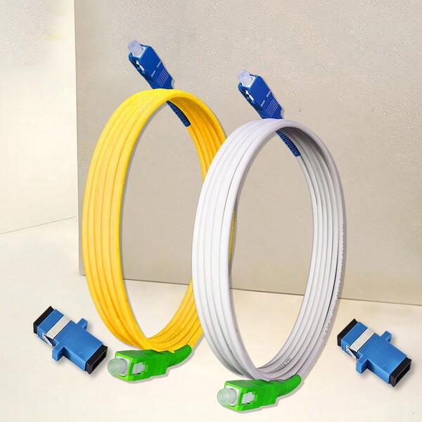 2M Glasfaser Optisches Patchkabel weiß SC/APC-SC/UPC Single Mode G657A2 Optisches Faserkabel FTTH Glasfaserkabel LSZH. 2M/3M/5M/15M Glasfaser Optisches Patchkabel gelb SC/APC-SC/UPC (inkl. Adapter)