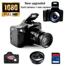 New Upgraded Front Digital SLR Digital Camera, 18X Mid-Range Digital Camera, 24 Million Interpolated Pixels Full HD, 3.0 Inch Display Electronic Reflection Video Shooting, The Perfect Gift For Friends - Black + lens + 32GB memory card - View 1