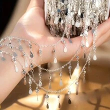 1m Layered Rhinestone Copper Chain, Water Drop Shape Chains, DIY Jewelry Accessories For Necklace, Bracelet, Wholesale