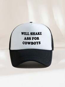 1pc Unisex Printed Decor Funny Sponge Mesh Trucker Hat, Baseball Cap, Sun Hat, Dad Hat, Suitable For Daily Use, Outing, Travel, Hiking, Beach, Vacation