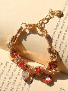 1 pieza Pulsera con dije de flor de cerezo vintage, regalo de color rojo para el Día de San Valentín, regalo de amistad