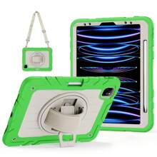 1 Ốp lưng tương thích với iPad Air4/5 Gen 10.9''/11'' thế hệ thứ 1/2/3/4, 10/9/8/7/6/5''/ 9.7'', Ốp lưng chống sốc có ngăn đựng bút chì [Dây đeo tay xoay 360°] & Chân đế, Ốp lưng tương thích với iPad Mini 6 Mini 7 8.3, iPad Air2/Pro/5/6 9.7, iPad 7/8/9 10.2 (Màu hồng) - Quả xanh và trắng - Xem 24